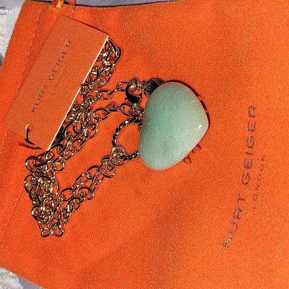 Kurt Geiger Heart With Gold Blue Evil Eye Pendant BNWT 16" To 18" Chain PL Ms - Picture 6 of 7